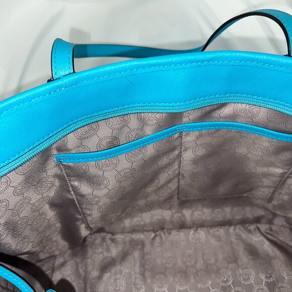 Michael Kors Aquamarine/Silver Safiano Leather Tote Bag - Picture 11 of 12